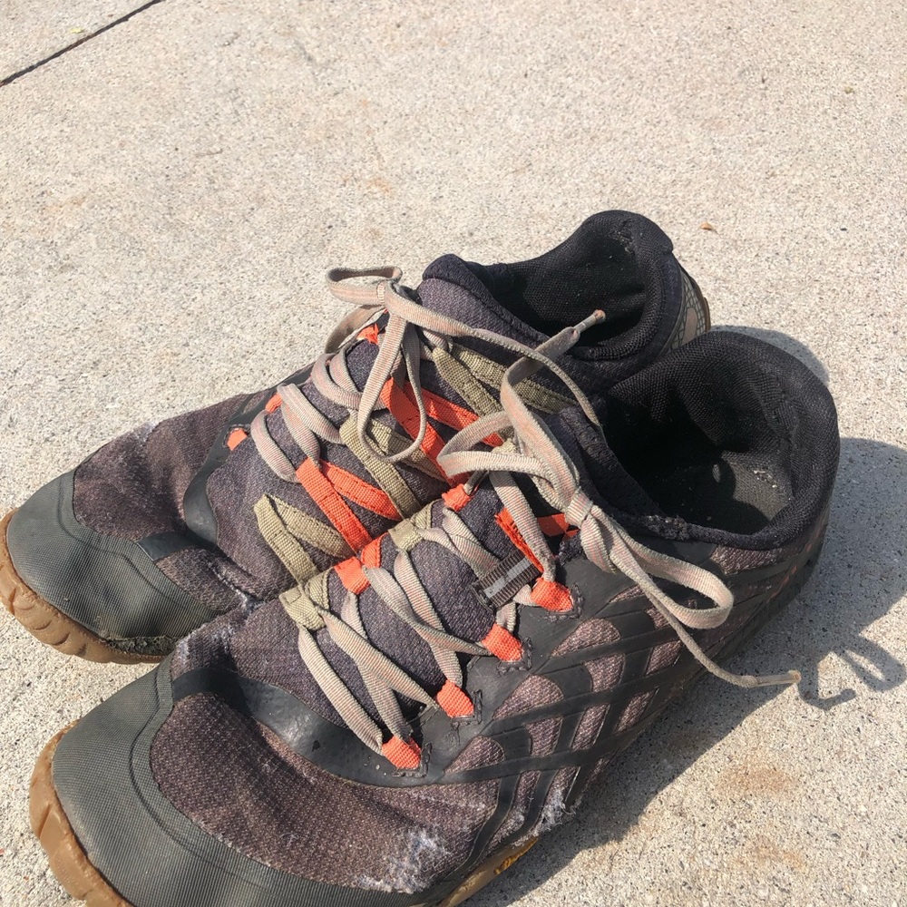 Black and Orange Merrill Trail Glove Vibram Shoes